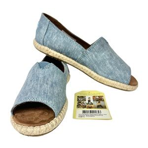 NWOB TOMS Women Alpargata Blue Slub Chambry Open Toe Casual Espadrilles size 5